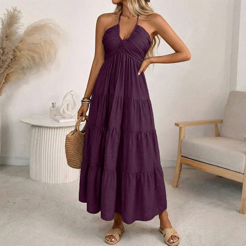 Halter Neck Backless Maxi Dress