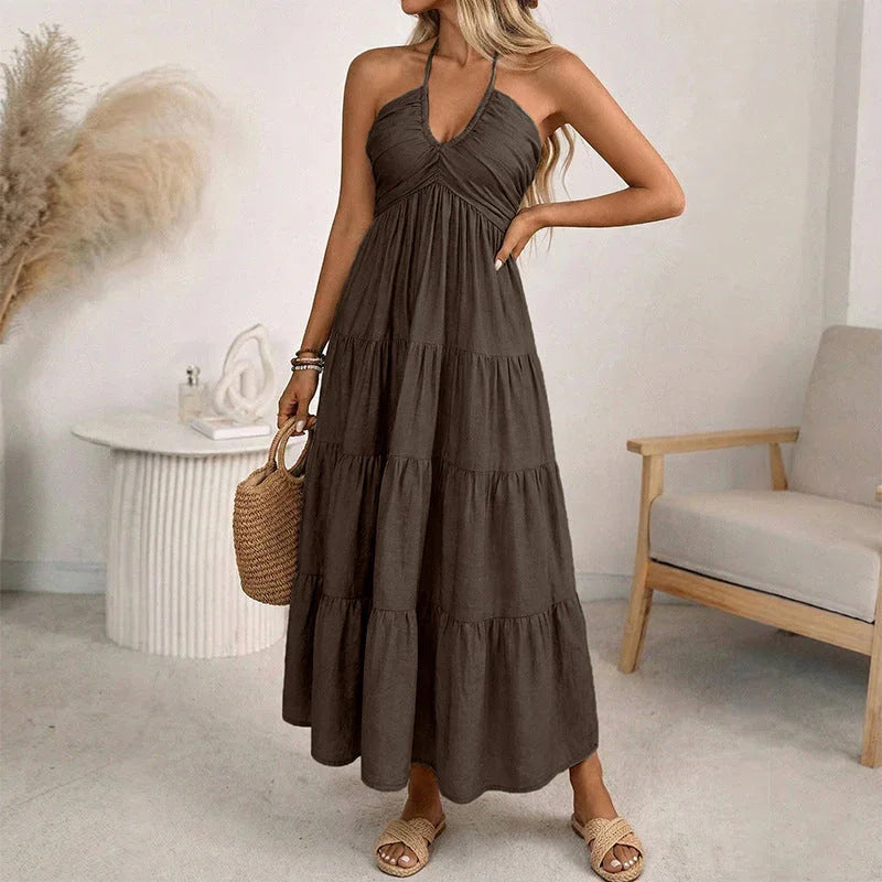 Halter Neck Backless Maxi Dress